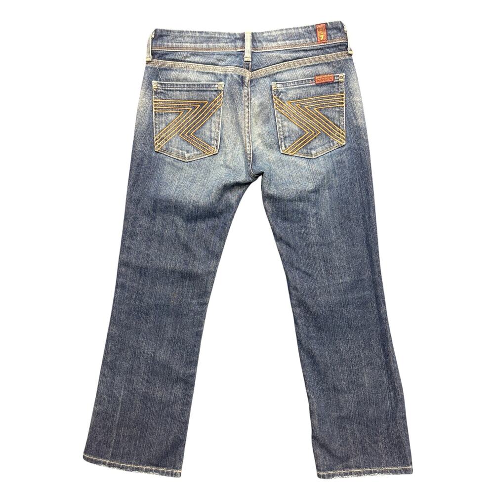 Vintage 7FAMK Flynt Jeans Low Rise Crop Kick Flare Y2K Dark Wash Denim Size 24